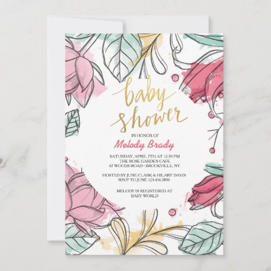 Vrouw's Florale Uitnodiging (Voorkant)