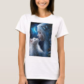 Vrouw's T-Shirt Fairy Queen met kat (Voorkant)
