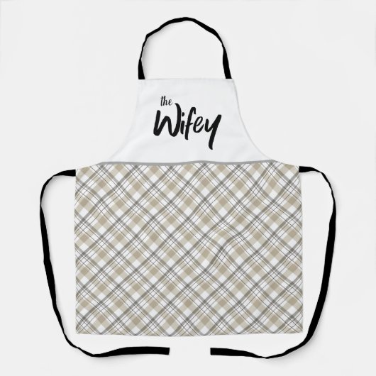 Vrouwtje Grappige Bruid Typografie Neutraal Schots Schort (Voorkant)