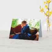 Vrouwtje leest, Victoriaans quote Kaart (Gele Bloem)
