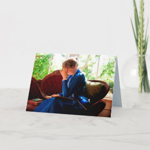 Vrouwtje leest, Victoriaans quote Kaart