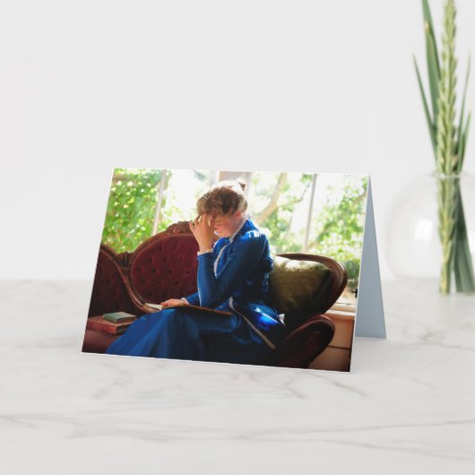 Vrouwtje leest, Victoriaans quote Kaart (Voorkant)