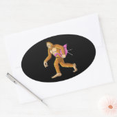 Vrouwtjes met Flamingo Animal Costume Gift Ovale Sticker (Envelop)