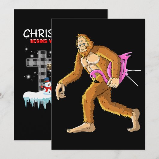 Vrouwtjes met Flamingo Animal Costume Gift Save The Date (Voorkant / Achterkant)