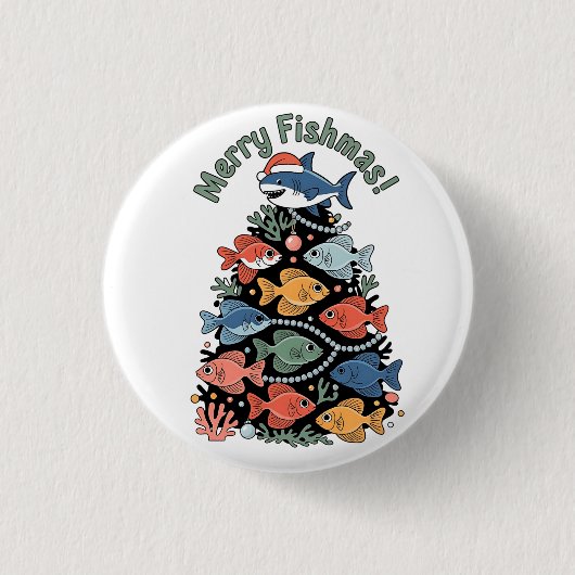 Vrucht met kerstbomen Vist Ronde Button 3,2 Cm (Voorkant)