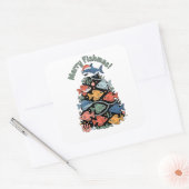 Vrucht met kerstbomen Vist Vierkante Sticker (Envelop)