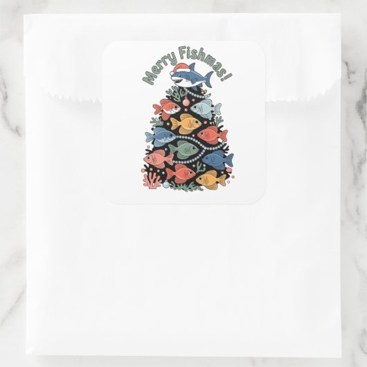 Vrucht met kerstbomen Vist Vierkante Sticker (Tas)