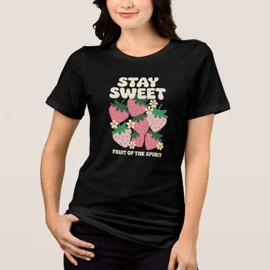 Vrucht van de Geest met aardbeien Tri-Blend Shirt (Voorkant)