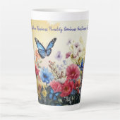 Vrucht van de Geest met vlinders en bloemen Latte Mok (Voorkant)