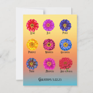 Vrucht van de geest met zinnias briefkaart