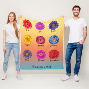 Vrucht van de geest met zinnias fleece deken