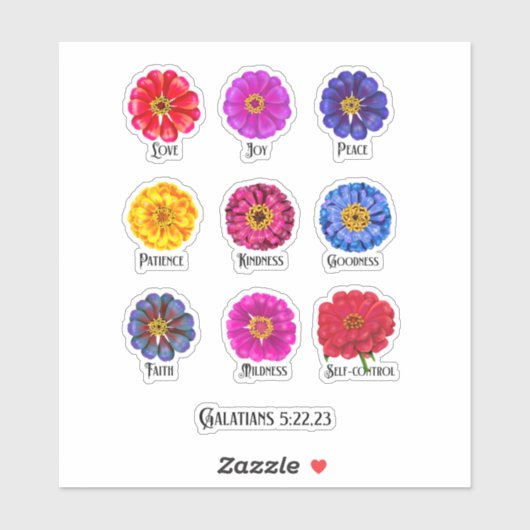 Vrucht van de geest met Zinnia's Sticker (Vel)