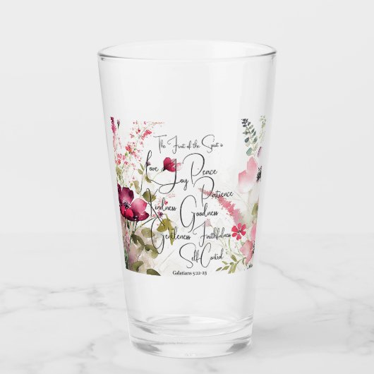 Vrucht van de Geest roze bloem Glas (Voorkant)