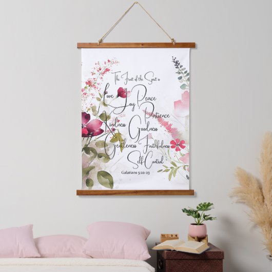 Vrucht van de Geest roze bloem Hangend Wandkleed (Slaapkamer)