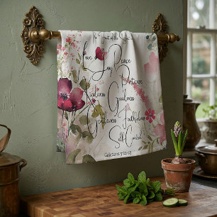 Vrucht van de Geest roze bloem Theedoek