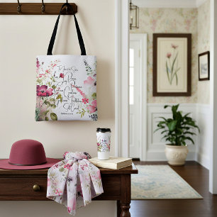 Vrucht van de Geest roze bloem Tote Bag