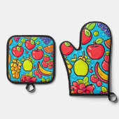 Vruchtbaar Patroonontwerp Ovenwant & Pannenlap Set (Voorkant)