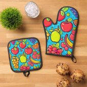 Vruchtbaar Patroonontwerp Ovenwant & Pannenlap Set (Top down)