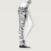 Vruchtbare draak-Tattoo in witte kleur achtergrond Leggings (Rechts)