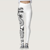Vruchtbare draak-Tattoo in witte kleur achtergrond Leggings (Voorkant)