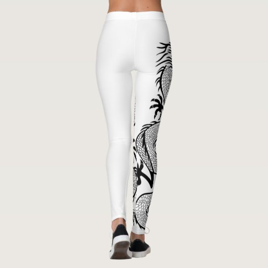 Vruchtbare draak-Tattoo in witte kleur achtergrond Leggings (Achterkant)