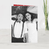 Vruchtbare en gehuwde Trendy Script Photo Weddensc Feestdagen Kaart (Achterkant)