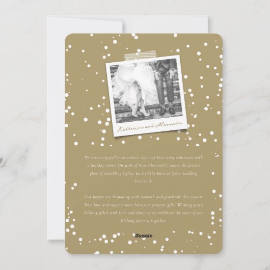 Vruchtbare en gehuwde Trendy Script Photo Weddensc Feestdagenkaart (Achterkant)