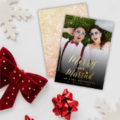 Vruchtbare en gehuwde Trendy Script Photo Weddensc Folie Feestdagenkaart
