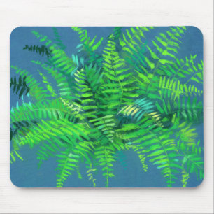 Vruchtbladeren, bloemontwerp, groen, blauw en groe muismat