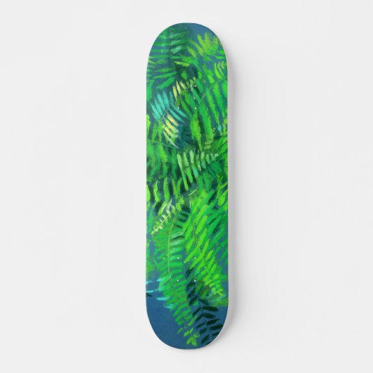 Vruchtbladeren, bloemontwerp, groen, blauw en groe persoonlijk skateboard (Voorkant)