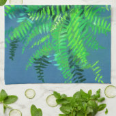 Vruchtbladeren, bloemontwerp, groen, blauw en groe theedoek (Gevouwen)