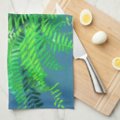 Vruchtbladeren, bloemontwerp, groen, blauw en groe theedoek (Quarter Fold)