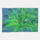 Vruchtbladeren, bloemontwerp, groen, blauw en groe theedoek (Horizontaal)