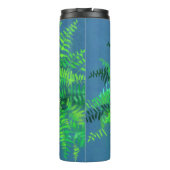 Vruchtbladeren, bloemontwerp, groen, blauw en groe thermosbeker (Achterkant)