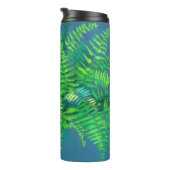 Vruchtbladeren, bloemontwerp, groen, blauw en groe thermosbeker (Geroteerd rechts)