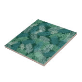 Vruchtbladeren patroon op donkergroen tegeltje (Zijkant)