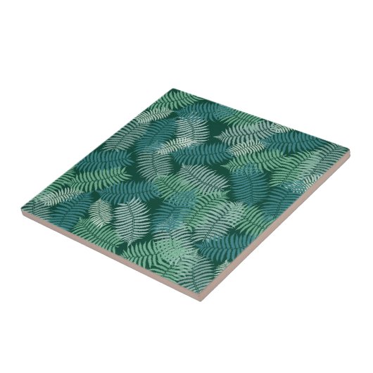 Vruchtbladeren patroon op donkergroen tegeltje (Zijkant)