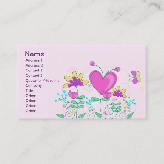 Vruchtbloemkool Cute Girly Retro Floral Visitekaartje (Voorkant)