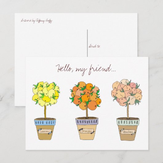 Vruchtbomen, Hallo mijn vriend Briefkaart (Voorkant / Achterkant)