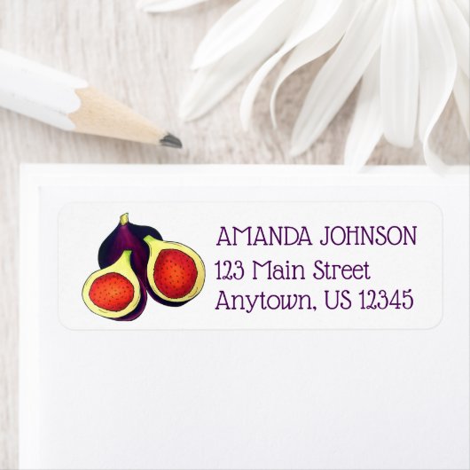 Vruchtboomvruchten, vers gesneden Paarse figuren Etiket (Insitu)