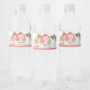 Vruchtdieren op de boerderij van Birthday Baby sho Waterfles Etiket