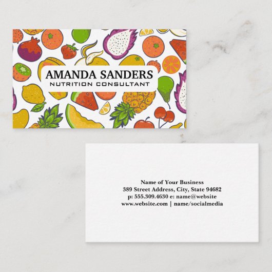 Vruchten achtergrond | voeding visitekaartje (Voorkant / Achterkant)