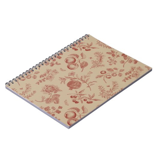 Vruchten, bessen en bloemen. Najaar naadloos patro Notitieboek (Linkerzijde)