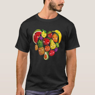 Vruchten Collage Cute hart Groenten en fruit T-shirt