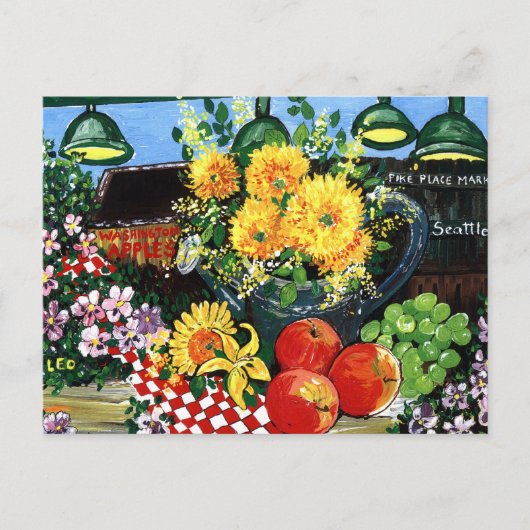 Vruchten en bloemen briefkaart (Voorkant)