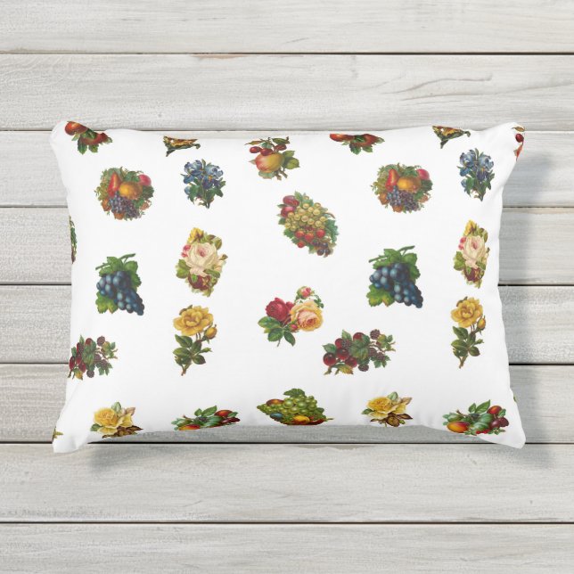  vruchten en bloemen buitenkussen (Voorkant)