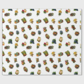  vruchten en bloemen cadeaupapier (Vlak)