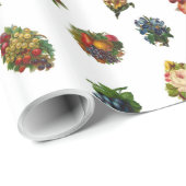  vruchten en bloemen cadeaupapier (Rol Hoek)
