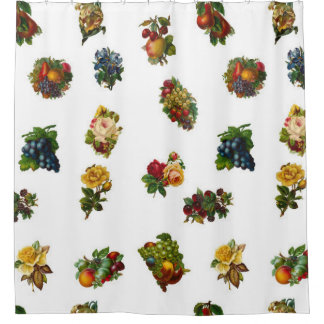  vruchten en bloemen douchegordijn