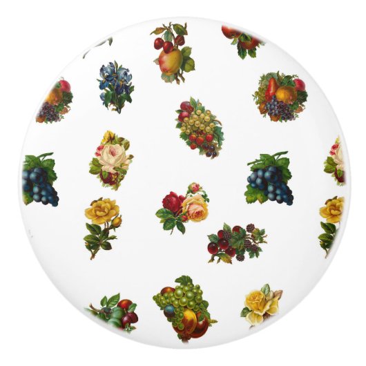 vruchten en bloemen keramische knop (Voorkant)